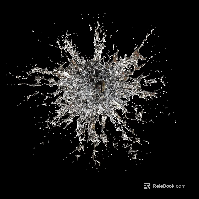 Dynamic Water Splash Against Black Background with Abstract Patterns 3d model 