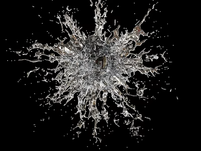 Dynamic Water Splash Against Black Background with Abstract Patterns 3d model
