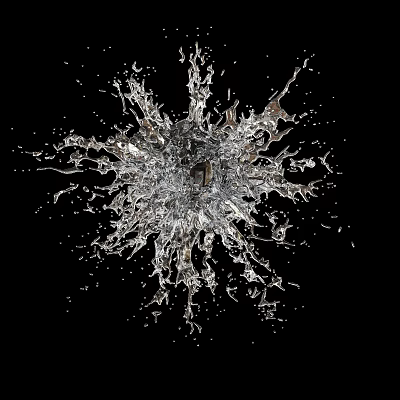 Dynamic Water Splash Against Black Background with Abstract Patterns 3d model