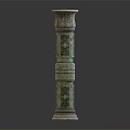 Ancient Ornate Stone Column With Carved Floral Patterns And Layered Design 3d model