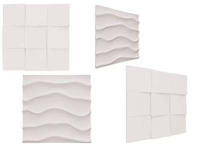 Decorative Wall Panels With Square And Wavy Patterns For Home Interior 3d model