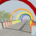 Modern Bridge Rainbow Glass Bridge Landscape Bridge Across the National Road Bridge Network Red Card Bridge Color Transparent Love Bridge 3d model