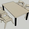 Simple Modern Dining Table Set With Rectangular Wooden Table Four Chairs And Black Legs 3d model
