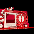 Festive New Year 2024 Photo Check in Spot with Red Decorations and Year Markers