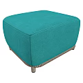 Teal Upholstered Square Ottoman With Woven Metal Legs And Modern Design