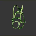 Man Using Fluorescent Green Safety Harness With Black Buckles And Adjustable Straps