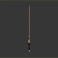 Golden Ornate Sword With Intricate Hilt Design Vertical Placement On Gray Background