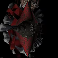 Mystical Fantasy Character With Pointed Hat Red Ribbons Dark Robe Carrying Basket