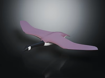 Pink Pterosaur Flying Model with Smooth Wings on Dark Background 3d model