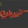 Intricate Golden Carving with Leaf Scroll Patterns and Shiny Surface on Dark Background 3d model