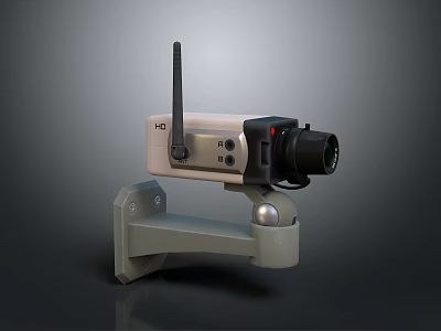 Projection Monitoring Camera With Wireless Antenna And Wall Mount Bracket For Home Security Surveillance 3d model