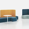 Modular Casual Sofa Set Orange Blue Light Green Curved Modern Design with Small Round Tables