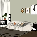 Modern double sofa 3d model