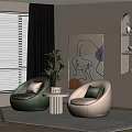 Single Sofa Lazy Sofa Italian Style Internet Celebrity Small Sofa Leisure Negotiation Table and Chair Side Egg-shaped Single Chair 3d model