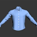 Blue Long Sleeve Shirt With Button Front Design And Classic Collar 3d model
