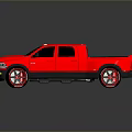 Red Pickup Truck With Black Roof Large Alloy Wheels And Shiny Exterior Design