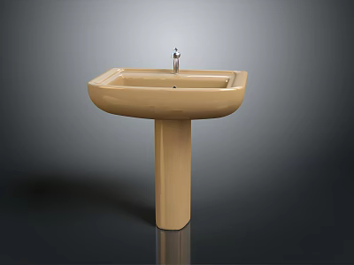 Food Preparation Beige Pedestal Sink For Kitchen Cleaning And Use 3d model
