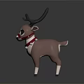 Modern game character sika deer elk antlers 3d model