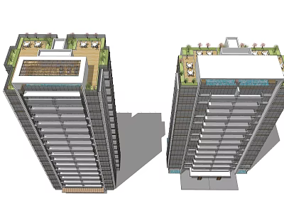 Modern High Rise Buildings Architectural Design With Roof Terraces And Glass Facades 3d model