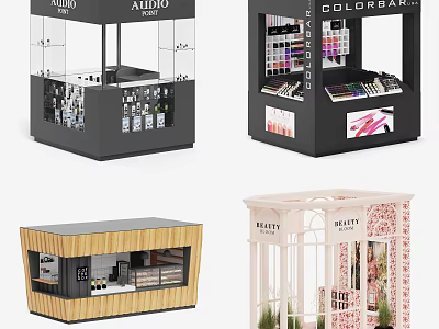 Various Commercial Retail Display Units With Branded Exhibition Booths And Stands 3d model