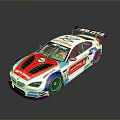 BMW Racing Car With Colorful Livery Sponsor Logos And Aerodynamic Design