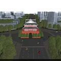 Aerial Planning of Urban Surroundings with Traditional Building Roads Trees and Modern High rises