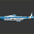 Blue And White Advanced Aerospace Spacecraft With Streamlined Design And Cockpit Features For Cosmic Journey