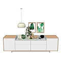 Stylish Modern TV Stand Collection With Wooden Frames Drawers And Decorative Plants