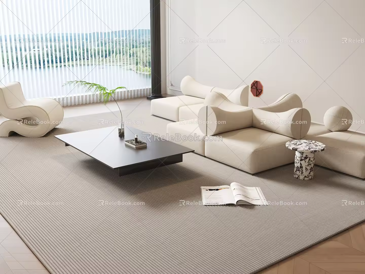 Sofa Meng also sofa two-sided sitting sofa minimalist sofa Italian sofa 3d model