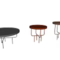 Modern Side Tables With Round Tops And Metal Frames In Different Colors 3d model