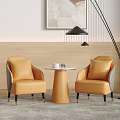 Casual Sofa Set With Orange Chairs Small Round Table Cup Floor Lamp And Artwork 3d model