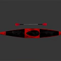 Red and Black Sporty Kayak With Paddle for Recreational Water Activities