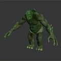 3D Green Ogre Monster Character With Muscular Limbs And Glowing Arms