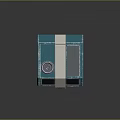 Blue Storage Box With Red Pixel Art White Stripe And Layered Compartments