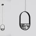 Modern Minimalist Pendant Light Design With Oval Frame And Patterned Glass Shade