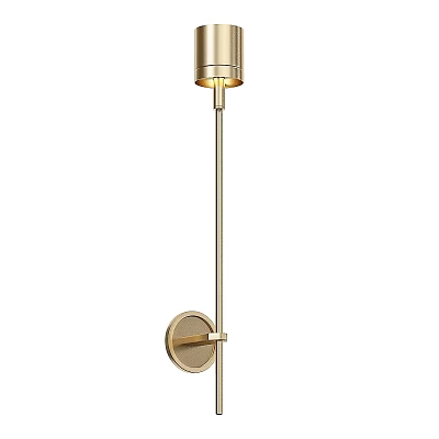 Sleek Modern Wall Lamp With Brass Base Long Rod And Cylindrical Shade 3d model