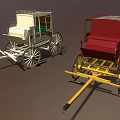 Classic White and Red Horse Carriage With Vintage Wheels and Wooden Body