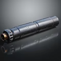 Weapon Barrel In Silver Gray Metal With Copper Geared Holes And Reflective Surface