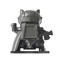 Cat Shaped Decorative Ornament Futuristic Tech Inspired Design With Black Armor And Red Glowing Eyes