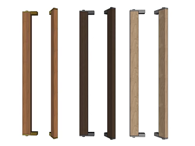 Various Door Handles With Wooden And Metal Materials In Different Colors For Home Use 3d model