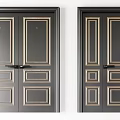 Black Hinged Interior Doors With Gold Trim And Various Panel Designs 3d model