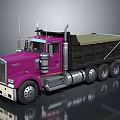 Purple Dump Truck With Large Wheels Covered Bed And Reflective Surface 3d model