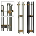 Black And White Modern Storage Shelf Design With Metal Frame And Wooden Shelves