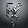 Shiny Metallic Abstract Sculpture With Geometric Modern Art Design Form