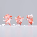 Art Installation Featuring Pink Origami Animal Figures With Geometric Design Elements 3d model