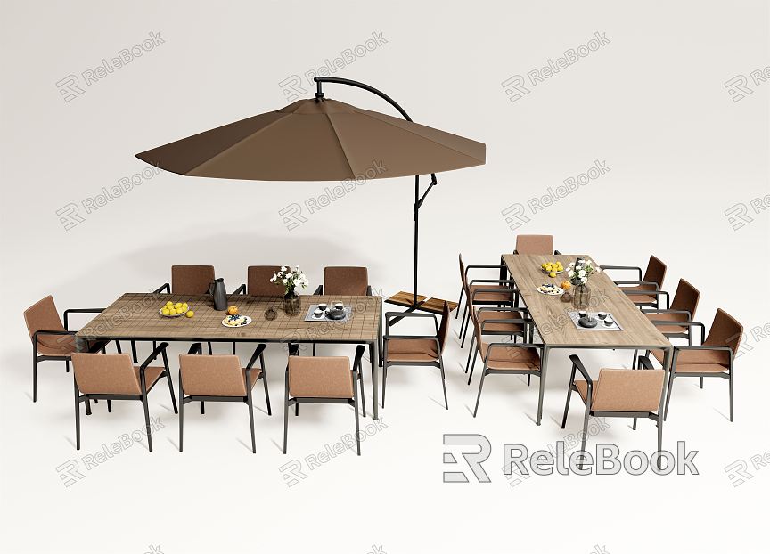 Modern Outdoor Table and Chair Outdoor Leisure Table and Chair Dining Table and Chair Combination Sunshade model