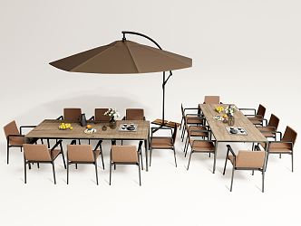 Modern Outdoor Table and Chair Outdoor Leisure Table and Chair Dining Table and Chair Combination Sunshade 3d model