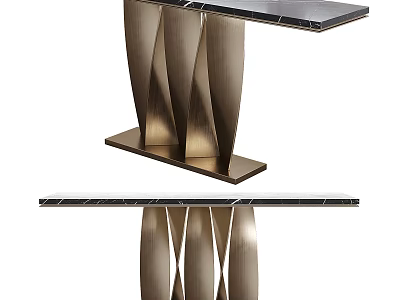Elegant Modern Console Table with Sleek Metal Frame and Polished Marble Top 3d model