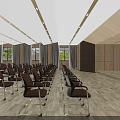 Spacious Modern Conference Room Interior With Neatly Arranged Seats And Large Projection Screen