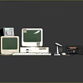 Vintage Computer Setup With CRT Monitors Keyboard Mouse And Peripherals 3d model